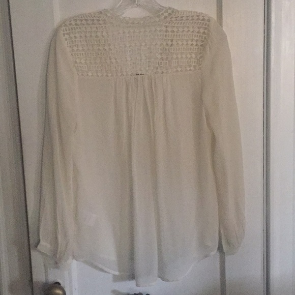 Joie silk blouse with lace inserts, Porcelain SZ S - Picture 6 of 8